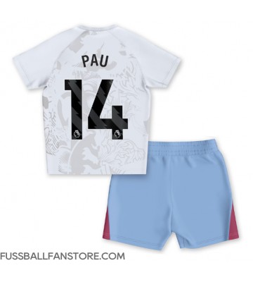 Aston Villa Pau Torres #14 Replik Auswärtstrikot Kinder 2023-24 Kurzarm (+ Kurze Hosen)